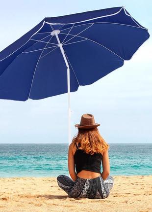 Пляжна парасоля springos 180 см з регульованою висотою та нахилом bu00222 фото
