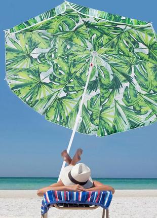 Пляжна парасоля springos 160 см з регулюванням висоти bu00162 фото