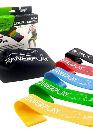 Резинки для фітнесу powerplay 4113 mini power band set набір із 5 шт.  (від 1 до 20 кг)