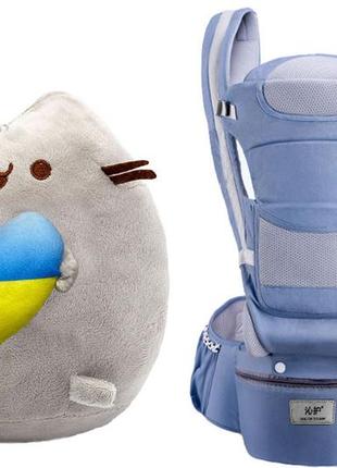 М'яка іграшка pusheen cat s&t із серцем і хіпсіт, ерго-рюкзак baby carrier 6 в 1 джинсовий