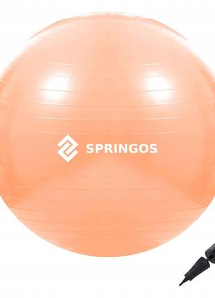 М'яч для фітнесу (фітбол) springos 55 см anti-burst fb0010 orange