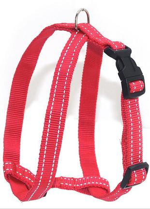 Шлея для собак zoo-hunt светоотражающая неон 1,0 красная