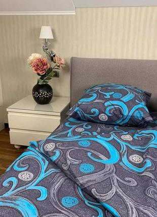 Двуспальна простынь 200х220 абстракция завитки серый бязь голд люкс виталина