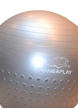 М'яч для фітнесу (фітбол) напівмасажний powerplay 4003 ø65 cm gymball  сірий + помпа6 фото