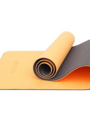 Килимок спортивний cornix tpe 183 x 61 x 0.6 см для йоги та фітнесу xr-0001 orange/black5 фото