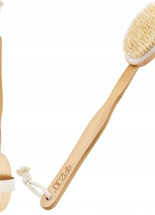 Щетка для сухого массажа тела 4fizjo 2 в 1 с натуральным ворсом и деревянной ручкой (p-5907739315090)7 фото