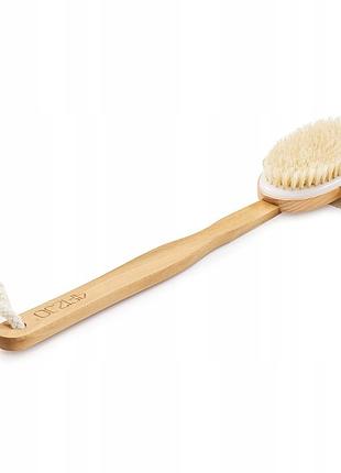 Щетка для сухого массажа тела 4fizjo 2 в 1 с натуральным ворсом и деревянной ручкой (p-5907739315090)3 фото