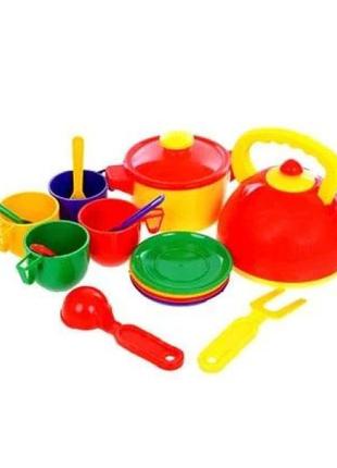 Детский игровой набор посудки юника 70316 16 предметов (разноцветный)
