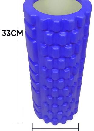 Масажний ролик (валик) для мфр easyfit ef-2020-bl, eva-піна, для йоги та реабілітації, синій, 33×14 см.