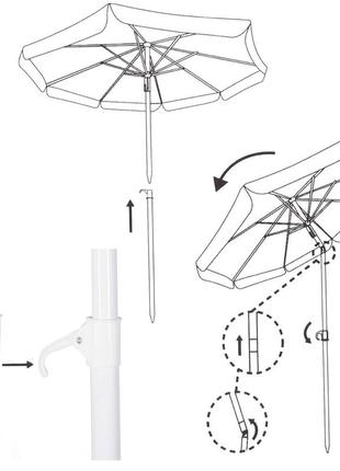 Пляжна парасоля springos 180 см з регульованою висотою та нахилом bu00215 фото