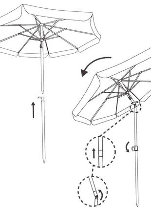 Пляжна парасоля springos 180 см з регульованою висотою та нахилом bu00216 фото
