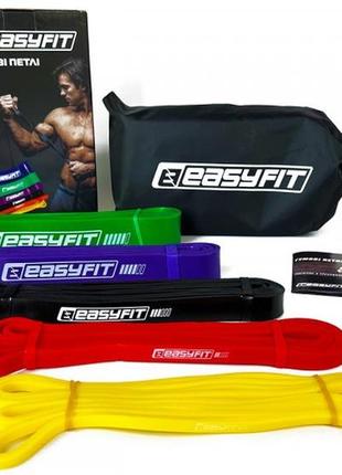 Эспандер-петля easyfit ef-1655s, латекс, набор 5шт., сопротивление 1–65 кг – для фитнеса и кроссфита