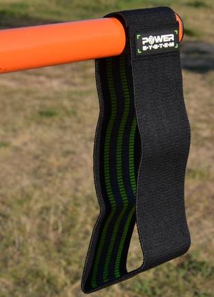 Тканева гумка для фітнесу та спорту power system ps-4092 booty band lvl 2 black/green (d_80 см. навантаження 12-16кг.)8 фото