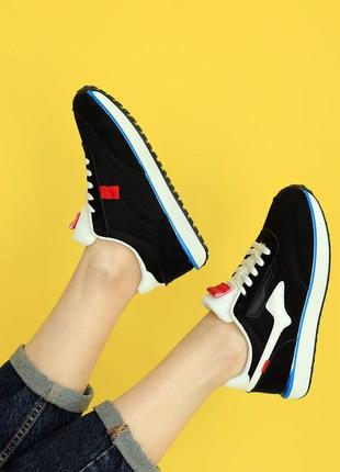 Кроссовки женские демисезон текстиль экокожа черные 585212