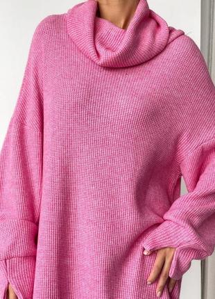 7148/380💖платье-свитер женское,🌟универсальное, вязка турецкая,😘розовый4 фото