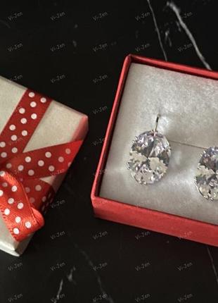 Сережки з кристалами swarovski, сережки з кристалами сваровскі, французька застібка.4 фото