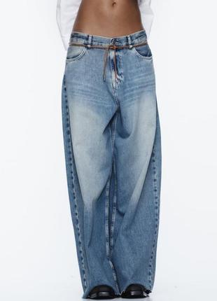 Широкі джинси zara z1975 із ременем1 фото