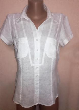 Лляна сорочка біла блуза m&s, р. 12 (10) (m/l)