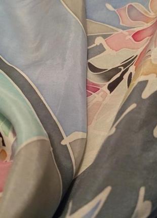 Легкий шелковый винтажный платок каре авторский подписной хустина5 фото