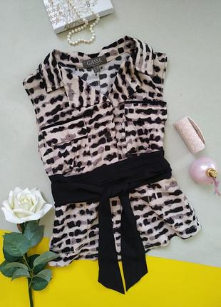 Леопардовая блуза, рубашка под поясок