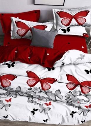 Двоспальне простирадло 200х220 метелики серця бязь голд люкс віталіна