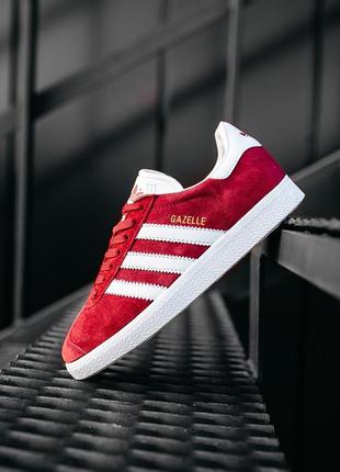 Adidas gazelle red, женские красные кроссовки адидас газель, кросівки жіночі адідас