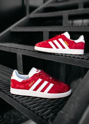 Adidas gazelle red, женские красные кроссовки адидас газель, кросівки жіночі адідас9 фото