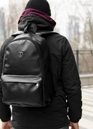 Чоловічий рюкзак philipp plein чорний із екошкіри міський стильний4 фото