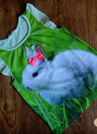 Летняя туника,футболка с кроликом 3d,h&m,4-6лет1 фото