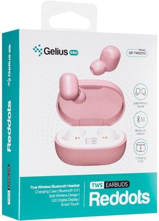 Наушники bluetooth беспроводные gelius pro reddots tws earbuds (gp-tws010) вакуумные с микрофоном pink7 фото