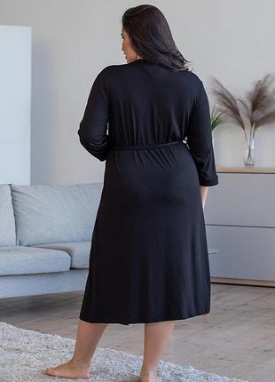 Жіночий віскозний халат хч1212 чорний2 фото