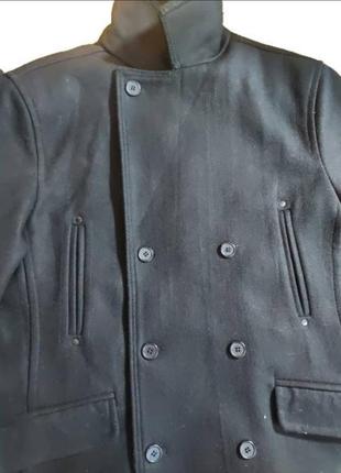 Мужское черное двубортное пальто burton menswear со смесью шерсти6 фото