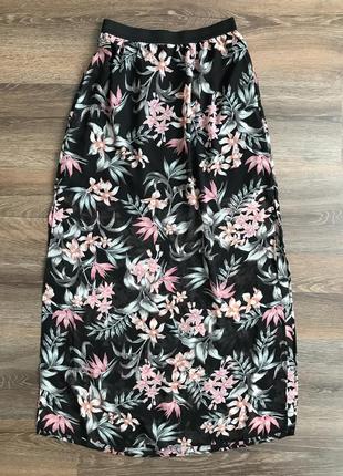 Шифонова спідниця максі з квітами розрізом