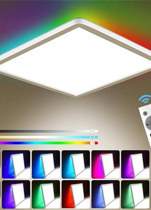 Ультратонкий светодиодный накладной светильник люстра с пультом slim back light 42s rgb wh