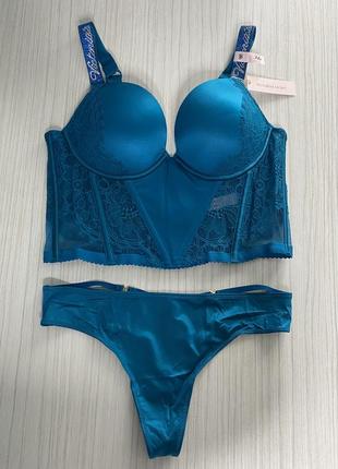 Комплект нижнего белья victoria’s secret топ корсет 34b (75b), трусики s. very sexy shine. виктория сикрет