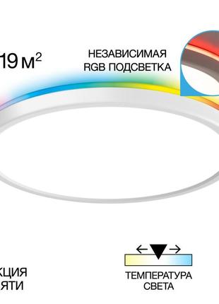 Ультратонкий светодиодный накладной светильник люстра с пультом slim back light 50r rgb wh