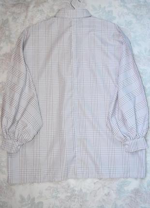 Рубашка оверсайз с объемными рукавами в клетку гингем3 фото