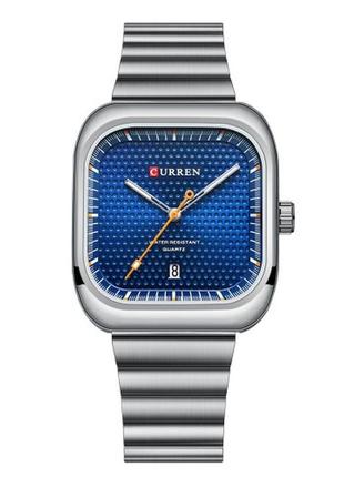 Чоловічий наручний кварцовий годинник curren 8460 silver-blue