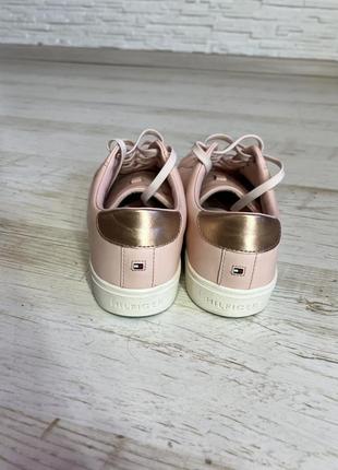 Стильные розовые кожаные кроссовки кеды Tommy hilfiger7 фото