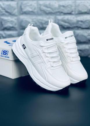 Женские кроссовки skechers белые текстиль кроссовки скечерс
