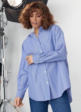 Удлиненная женская рубашка в полоску цвет синий fl_001073