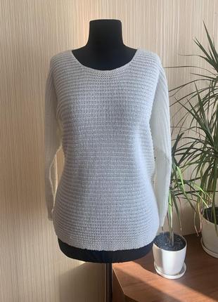 Святкова біла кофтина в’язана з люрексом розмір м/l