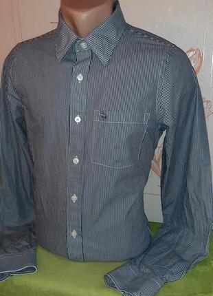 Стильна сорочка в смужку abercrombie&amp;fitch, made in sri lanka, блискавичне надсилання ⚡🚀2 фото