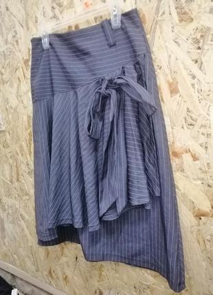 Асимметричная юбка в полоску с бантом3 фото