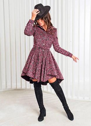 Платье миди талия на резинке под поясок спереди на пуговицах воротник отложной рукав с манжетом юбка клеш по спинке удлиненнее ткань джинс