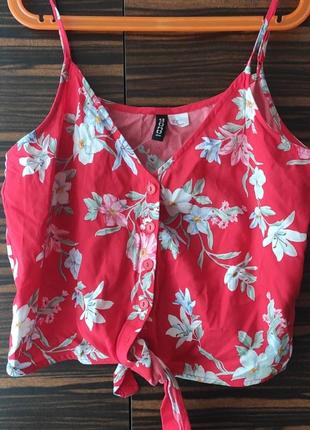 Топ в цветочный принт s-m