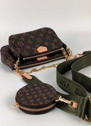 Louis vuitton pochete multi brown/green4 фото