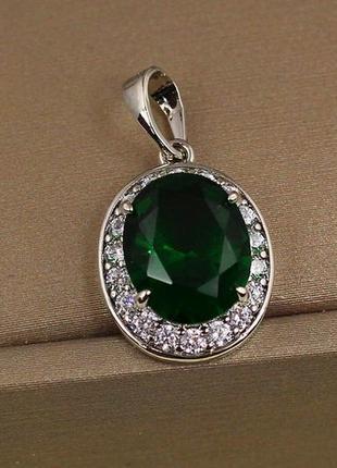 Кулон xuping jewelry малинки зеленый камень 1.7 см серебристый