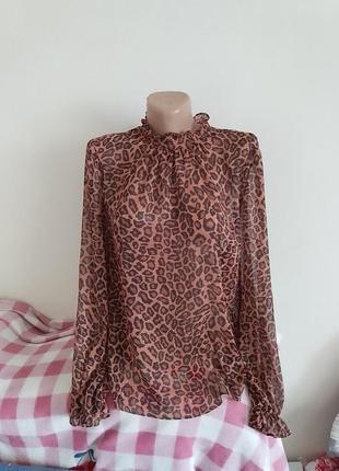 Блуза женская рубашка с леопардовый принтом