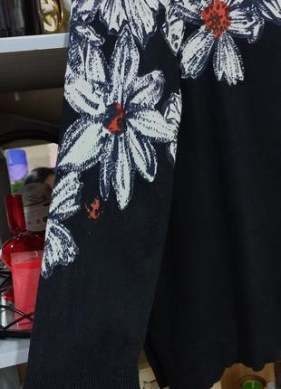 Пуловер джемпер кофта next вискоза черный цветочный принт4 фото
